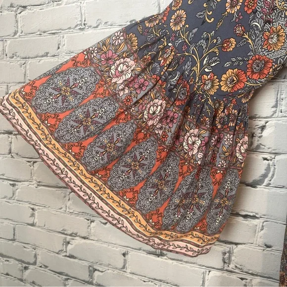 Aveology Floral Earth Angel Maxi Dress 22/24 Flare Sleeve Boho Southwestern - Picture 7 of 13